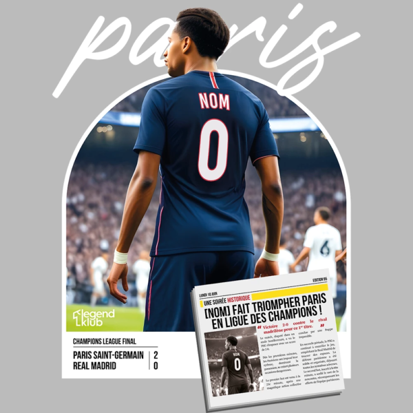 T-Shirt PSG-Real Noir (Personnalisable)